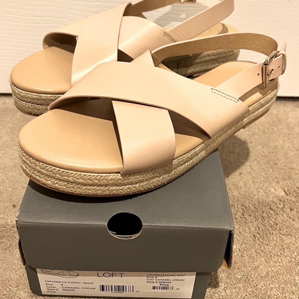 Loft  Criss Crossed Espadrille Sandal size 8 - never worn